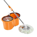 360 Rotation Spinning Easy Mop with Steel Rod Telescopic Handle & Microfiber Head-Eco-friendly Cleaning