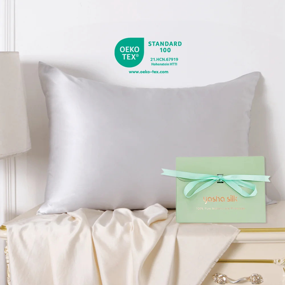 Silk Pillow Cases Standard King Queen Size Pure Natural Sleeping 100% Mulberry Silk Zipper Pillowcase Logo