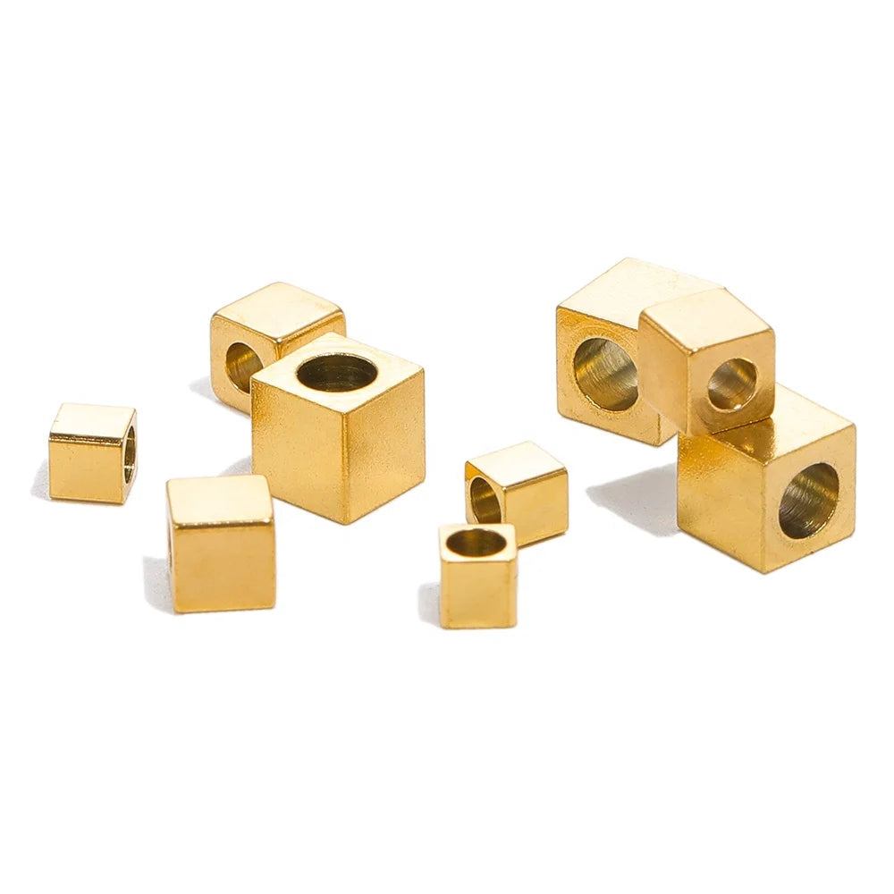 3mm 4mm 5mm Stainless Steel Cube Spacer Beads Square Loose Beads for Bracelet Jewelry Making Necklace Accessories