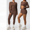 Workout Sets for Women 8 Pieces Long Sleeve Short Sleeve Crop Tops Jacket  High Waist Biker Shorts Pants Gym Fitness Sets
