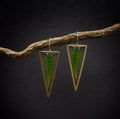 INS Hot Sale Jewelry Green Artificial Leaf Enamel Triangle Earrings Geometric Women
