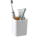 Toothbrush and Toothpaste Plastic and Bamboo Holder Organizer Bathroom Counter Organizer Tooth Brushing Storage