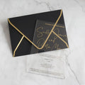 Custom Hot Stamping Engagement Invitations Clear Glass Acrylic Wedding Invitations with Envelope