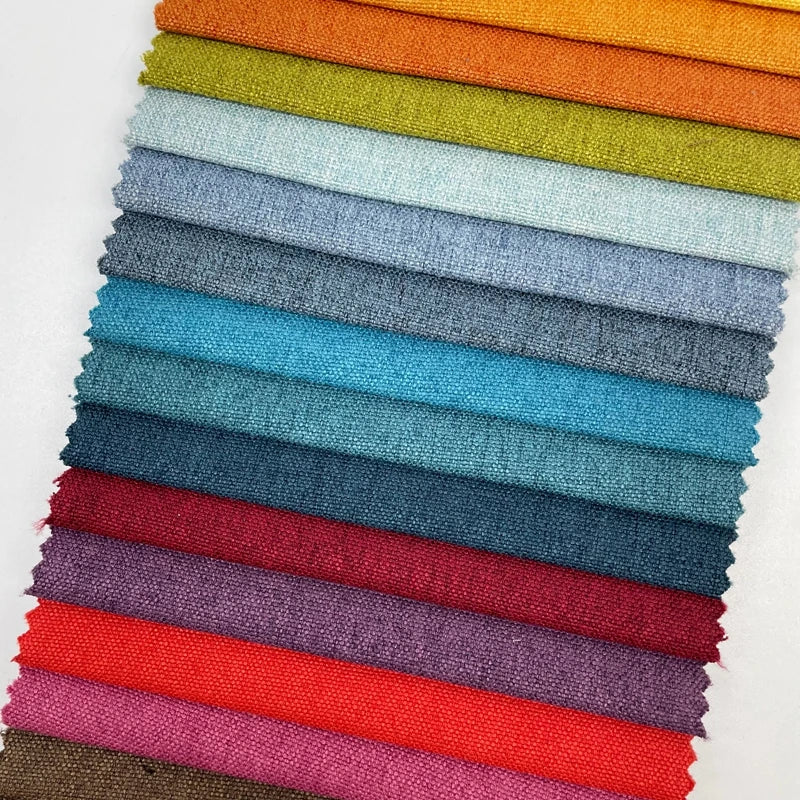 China Factory Direct Sale 100% Polyester Linen Fabrics Printed Yarn Dyed Pure Washed for Sofa Chair Furniture