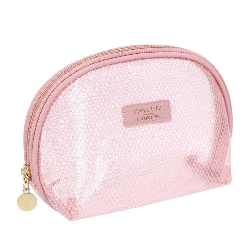 Custom Waterproof  Sample Available pink Color EVA Mesh OEM Portable Makeup Travel Bag Cosmetic Pouch for Women Lady