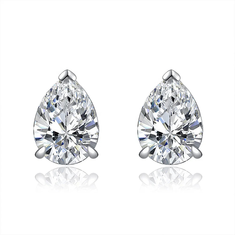 925 Sterling Silver Zircon Diamond Earrings Unique Drop Shape Style for Women & Men Perfect Wedding Jewelry Gift