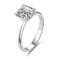 POLIVA Women's Trendy Square Brilliant Cubic Zirconia Engagement Wedding Ring 925 Sterling Silver Rhodium Plated