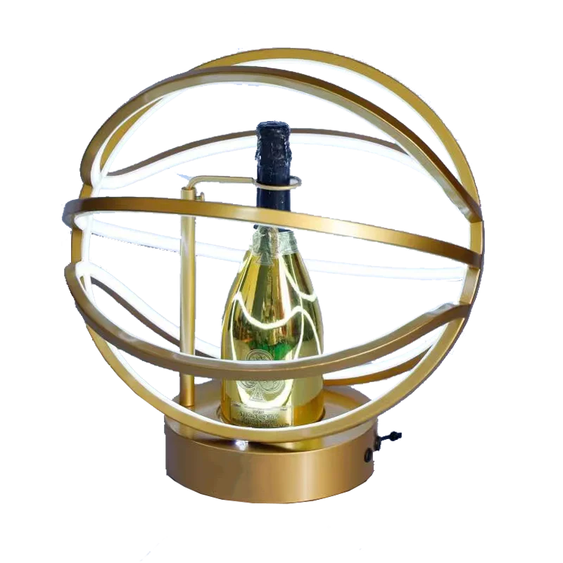 Customized Logo Hennessy Rechargeable Controlled Logo and Round LED Bottle Presenter Carrier Glorifier Display for Night Club