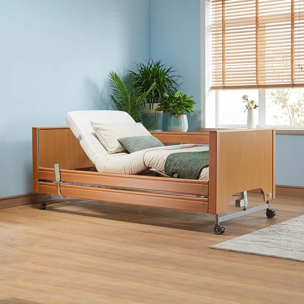 Electric Hospital Bed Adjustable Backrest/Footrest Height Adjustment for Elderly Patient Home Care Bed Aging-in-Place Design