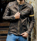 OEM ODM New Fashion Winter Men Clothing Outwear Vintage Faux Leather Coat Windbreaker Plus Size 5XL Jacket