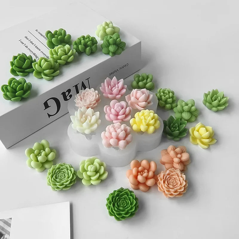 7 Cavities Succulent Silicone Mold Aromatherapy Candles Flower DIY Handmade Soap Candle Mold Wax Making Molds DIY Craft Supplies