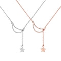 925 Sterling Silver Moon and Star Tales Chain Link Pendant Necklace Fine Jewelry with Zircon for Women for Wedding Gift SCN108