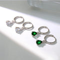 Fine Jewelry Earrings 925 Sterling Silver Earrings Green Zircon Dangle Hoop Earrings