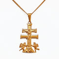 Vintage 48mm Caravaca Crucifix Cross Pendant with Cherub Angel Stainless Steel 18k Real Gold Religious Crucifix Cross Jewelry