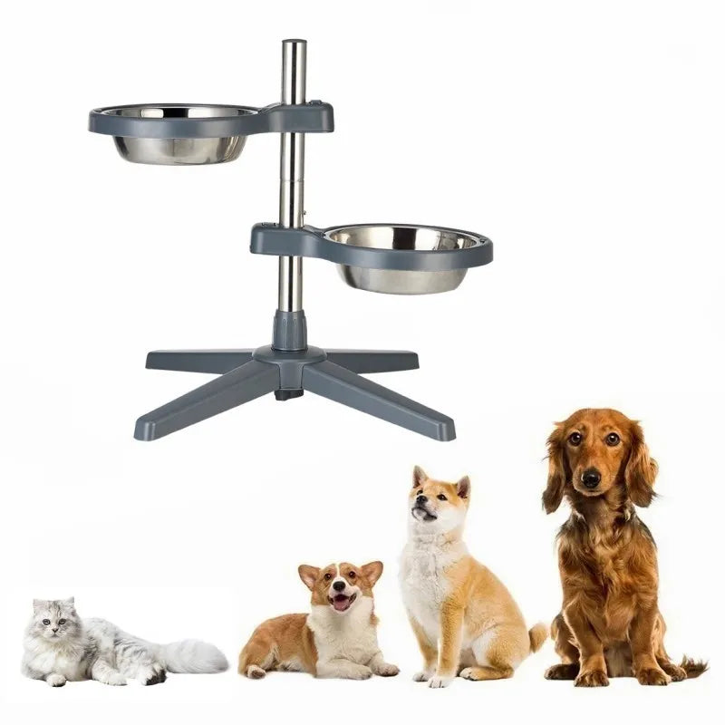Stainless Steel Pet Feeder with Detachable Stand - Adjustable Elevated Raised Dog Bowl Anti-Slip Elevated Dog Food Dish