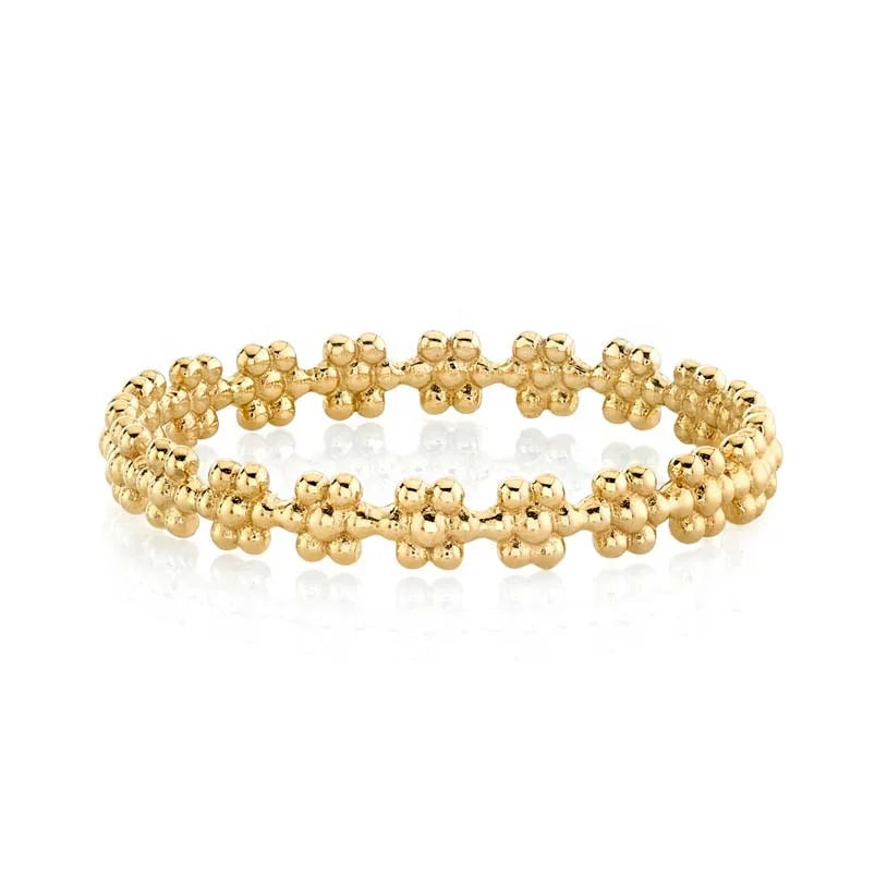 Gemnel Dainty Popular Jewelry Elegant Effect Pure Gold Plated Sweet Petite Gold Flower Ring