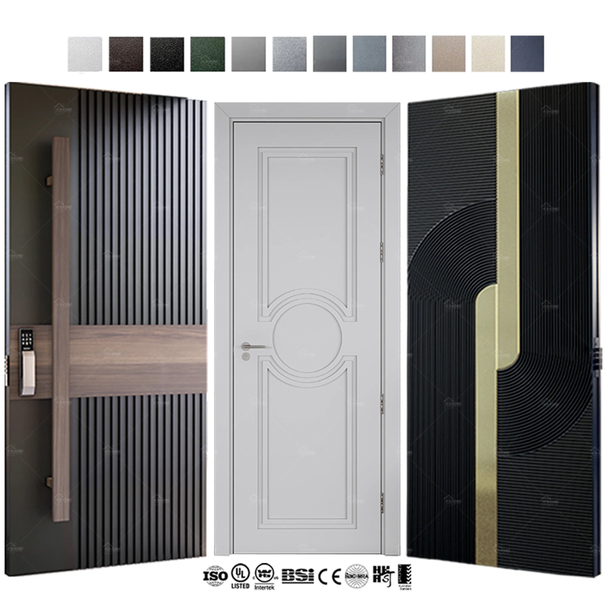 European Style Hotel Villa House Exterior Security Doors Metal Stainless Steel External Smart Lock Front Doors