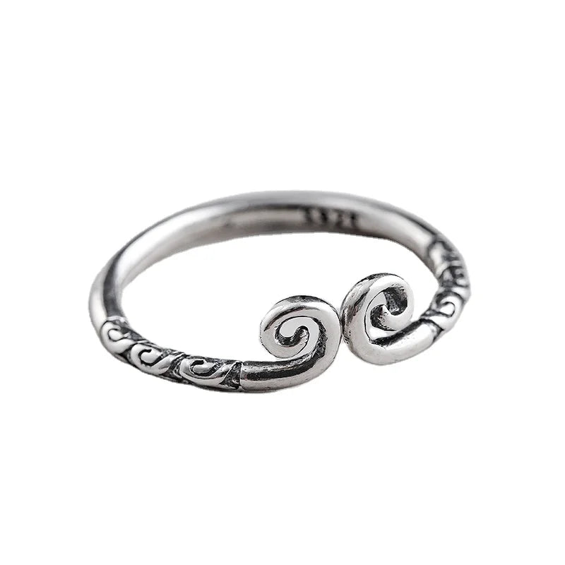 Factory Wholesale Retro Style 925 Sterling Silver Hoops Open Rings for Women Vintage Jewelry Accessories Rings
