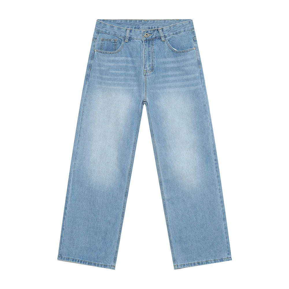 Ready to Ship Men Fashion Style Stone Washed Baggy Wide Leg Jeans Trousers Men Denim Carpenter Custom Straight Designer Jeans