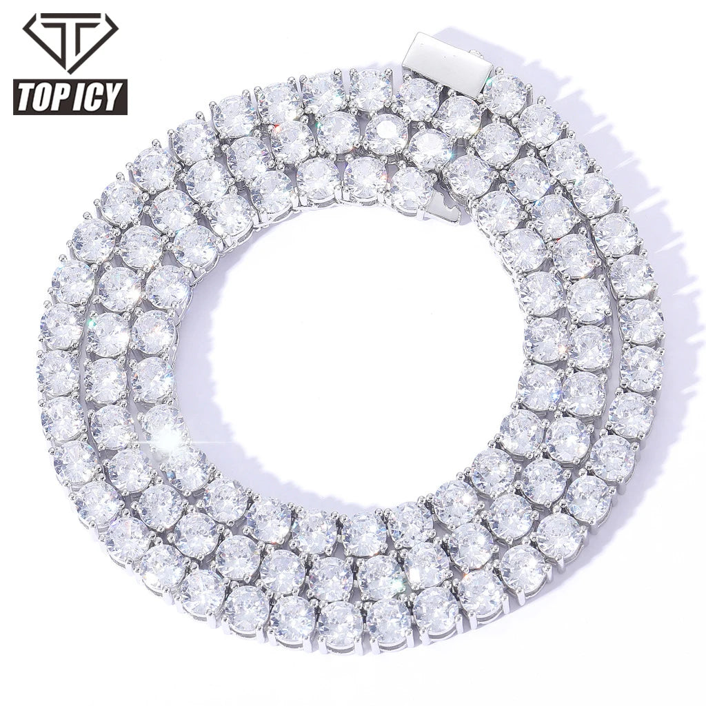 Gold Plated Iced Out 3mm 4mm 5mm Tennis Chain White Gold AAA CZ Hip Hip Tennis Chain Iced Out Jewelry MegaBDM