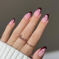 Private Label Luxury Short Fake False Nails With Glue Wholesale Soft Gel Custom Red French Tip Handmade Glitter Press On Nails