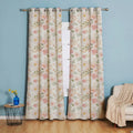 European Pastoral Style Floral Ink Painting Digital Printing Curtains Polyester Flowers Leaf Pattern Blackout Curtains
