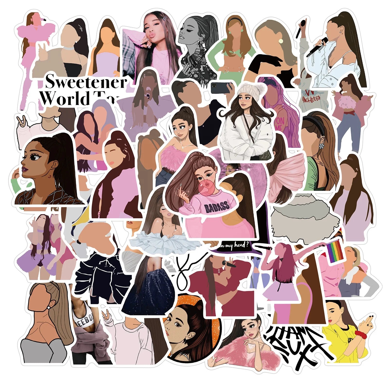 50Pcs New Style Ariana Grande Personalized Singer Graffiti Stickers for Girl Laptop Bottle Phone Waterproof Custom Label