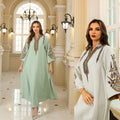 Dubai & Turkish Style Long Abaya Evening Gowns for Women Autumn Polyester Robes with Elegant Rope Embroidery for Muslim Women