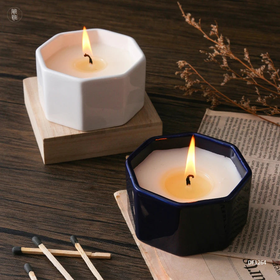 2022 Unique Small Octagon Handmade Scented Candle Jar Aromatherapy Soy Wax Flakes for Candle Making Holiday Thanksgiving