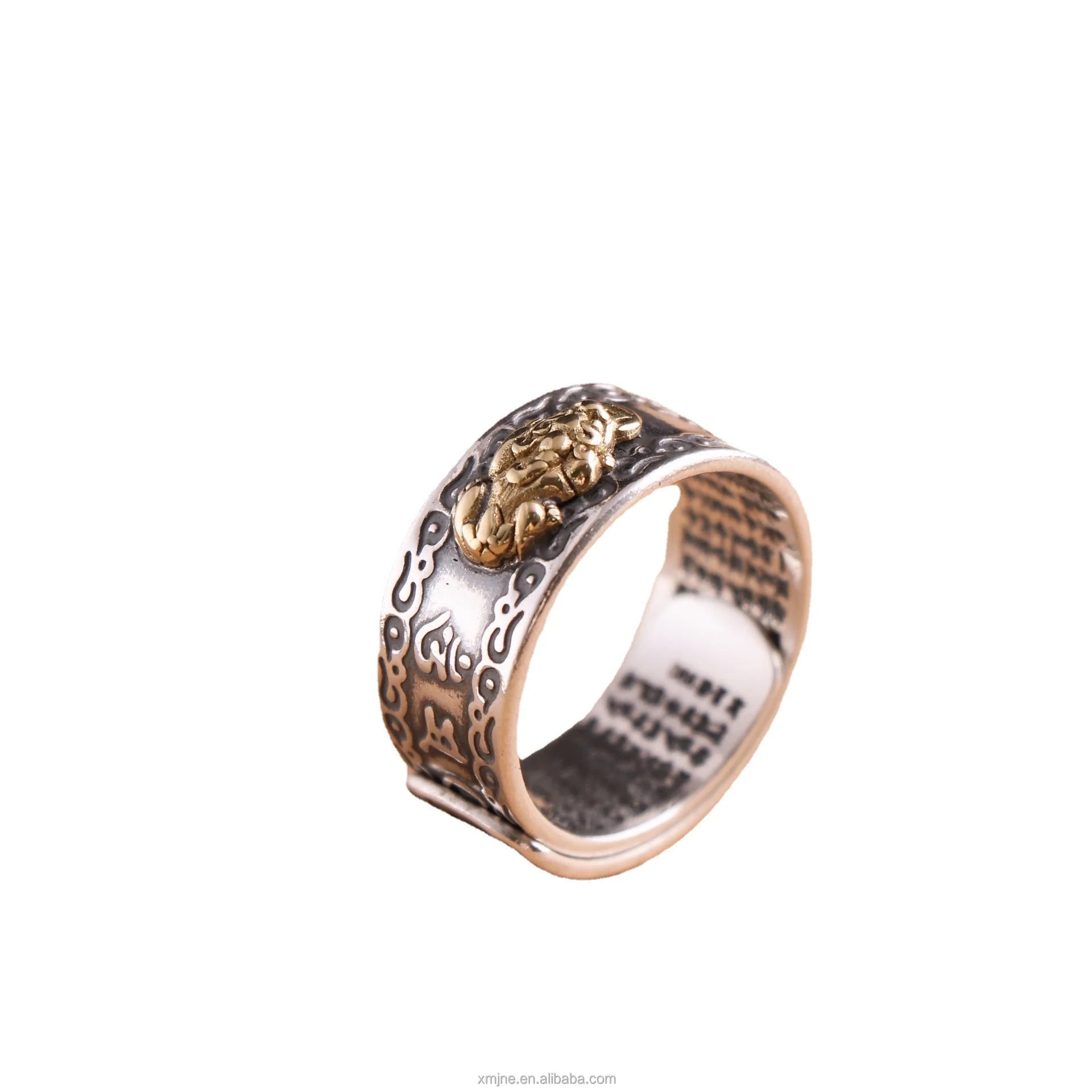 Certified Sterling Silver 99 Lucky Cloud Pattern Ring for Male and Female Couples Heart Sutra Six Word Love Ring