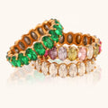 Ding Ran Women Accessories Jewelry Rings Stainless Steel Colorful Gold Plated Oval Zircon Rings