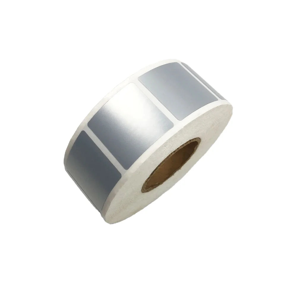Customized Silver PET Silk Screen Printed Waterproof Adhesive Sticker Rolls for Computer Case Electronic Packaging Labels
