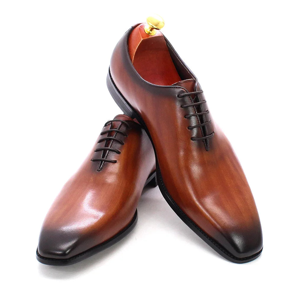 318-51 High End Oxford Shoes Men One Piece Leather Handmade Mens Wedding Shoes Banquet Business Dress Leather Shoes for Men