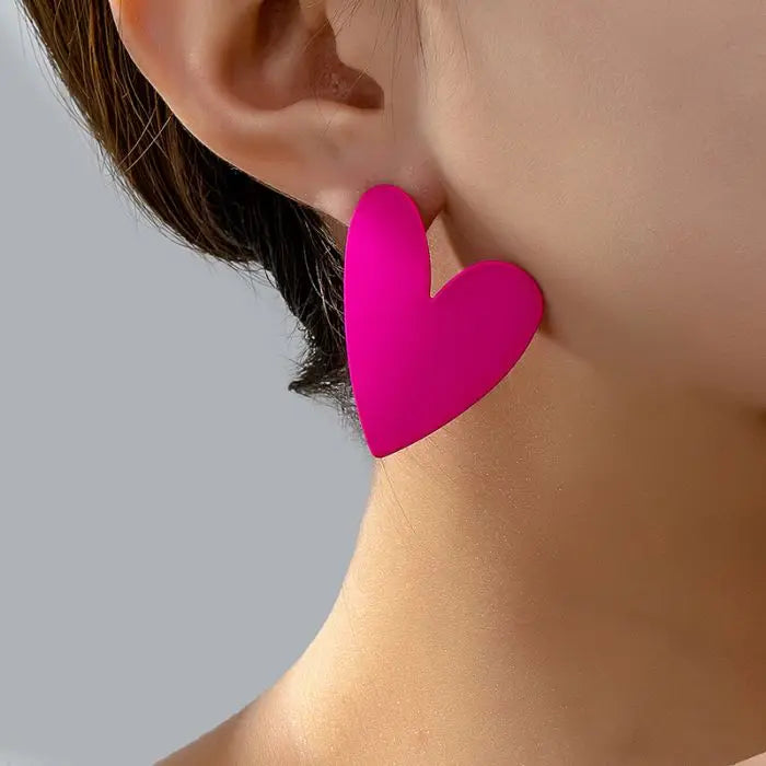 Colorful Retro Petal Exaggerated love Heart Shape Drop Earrings for Women Party Holiday Gift Fashion Jewelry Earring Accessories