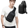 Factory Custom Logo Embroidery Mens Shoulder Bag for 7.9in Tablet Black Cross-Body Chest Sling Pack USB Charging Port Fashion