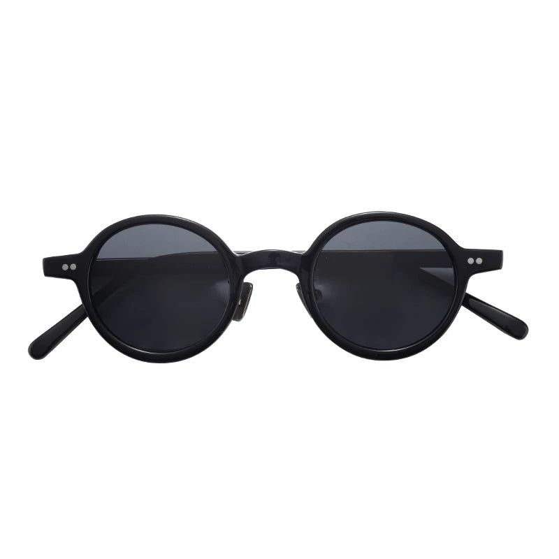 Retro Mazzuchelli Small Round Full Rim Acetate Light Weight Comfortable Sunglasses Polarized UV Protection