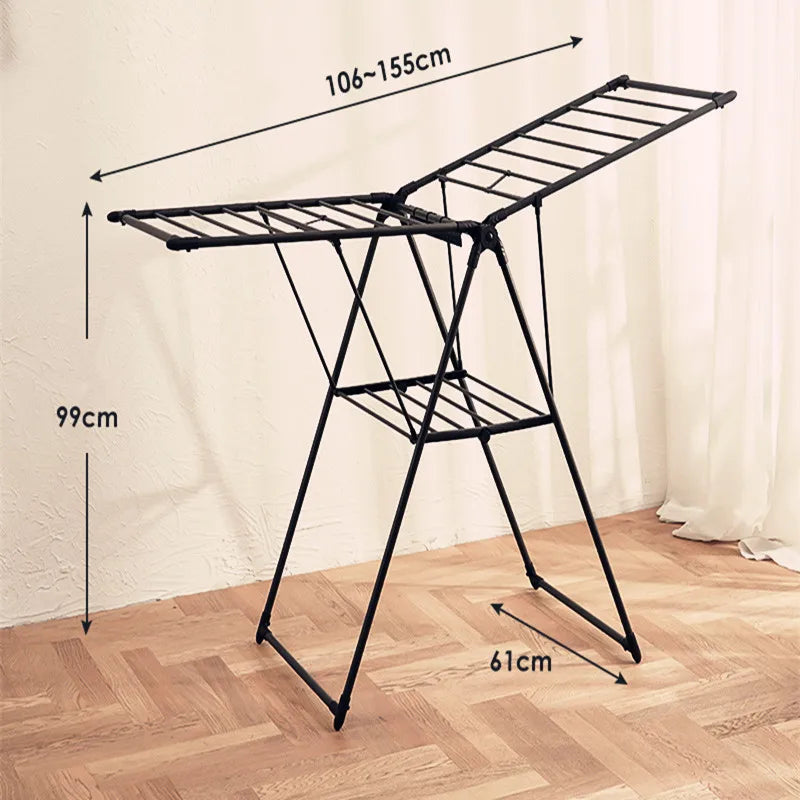 Clothes Rack Flooring Household Stainless Steel Balcony Drying Rack Multifunctional Folding Indoor