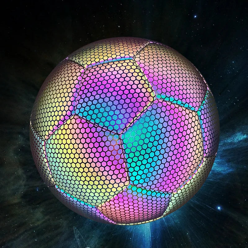 Factory Provides Custom Dark Holographic Reflective Football Soccer Ball Durable Wear-Resistant Size 5 for Adult Training