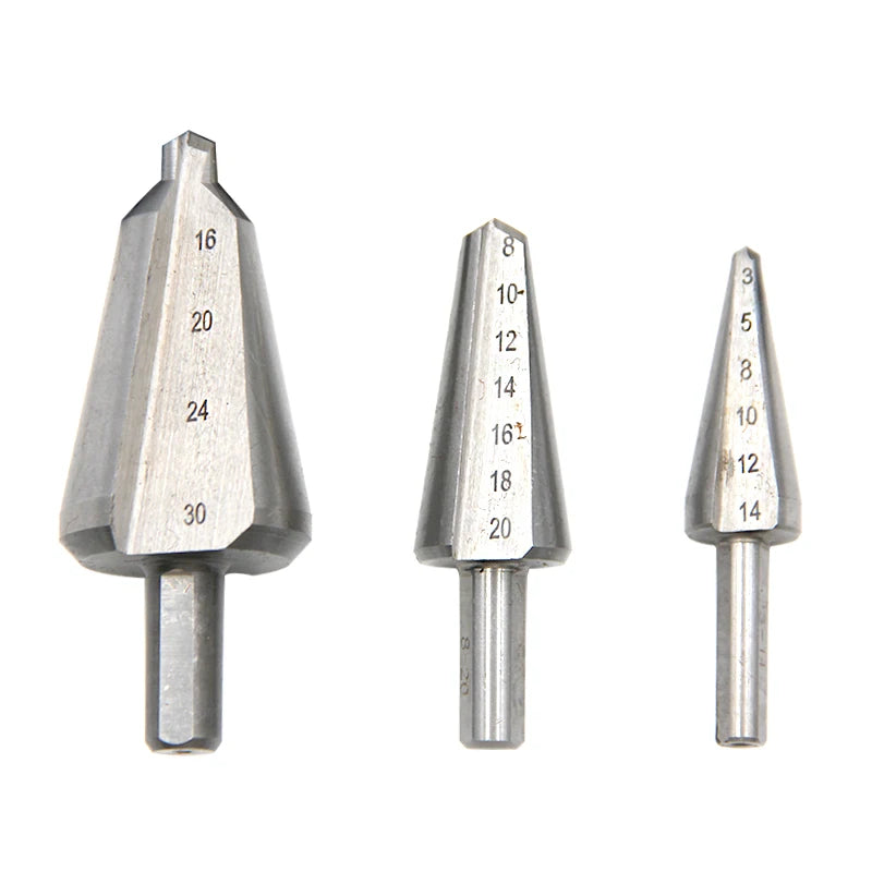 Hardware Tools Natural Color High-speed Steel 3pcs Umbrella Drill Hole Opening Chamfering and Reaming Sheet Drill