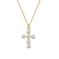 RINNTIN GPN78 Fashion Gold Plated 925 Sterling Silver Cross Necklace FreshWater Pearl Cross Pendant Necklace for Women