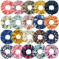20Pcs Floral Hair Scrunchies Women Solid Chiffon Hair Bobbles Elastics Bands Ponytail Holder Hair Accessories for VSCO Girls