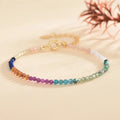Zooying  2.5mm Multi Color Natural Stone  Faced Crystal Beads Bracelet Jewelry for Lady and Girl