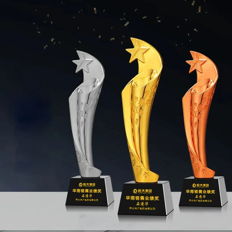 Gold Silver Bronze Resin Star Crystal Trophy and Award MH-NJ0631