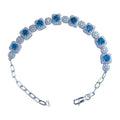 Factory Wholesale Rhodium Plated 925 Sterling Silver Round Cut Natural London Blue Topaz Bracelet for Women Anniversary Gift