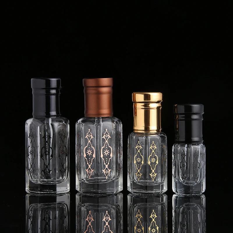 CJ-12ML Small Empty Round Shaped Decorative Arabian Oud Attar Perfume Oil Glass Bottle