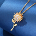 Fashion Sunflower Jewelry Necklace with Rhinestone Crystal Collar Chain Necklace