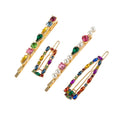 4pcs Set Fashion Colorful Rhinestone Hairpin Women's Cool Party Hair Elegant Clip Set