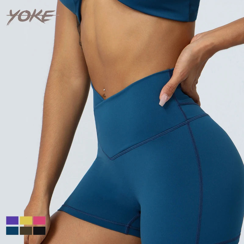 YK 2024 Spring Summer New Women Plus Size Yoga Shorts Cross Waist Compression Shorts Hip Lifting Quick Drying Fitness Pants