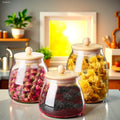 Three Kinds of Capacity Optional Heat-resistant Glass Bamboos Lid sealed Jar