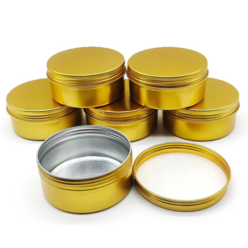 150ml Aluminum Tin Jar Aluminum Pots 5oz Empty Aluminum Containers Round Gold Metal Cans for Salve Cream Candle Powder Tea Beads